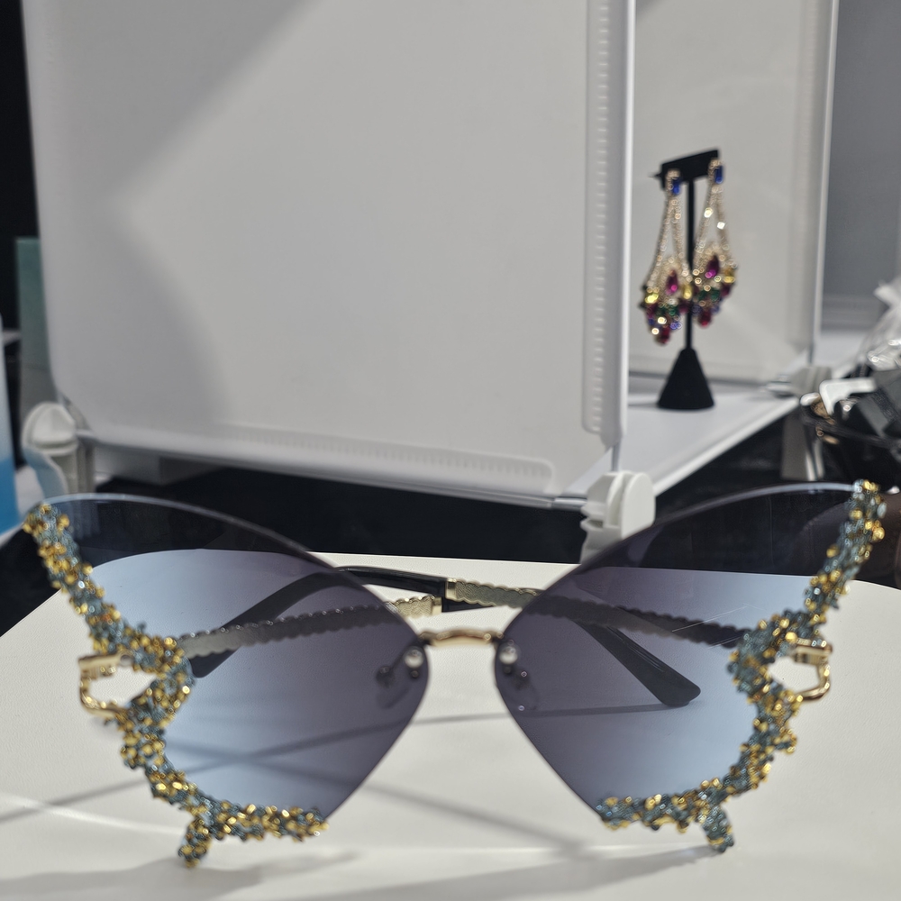 NWT Crystal Butterfly Sunglasses - Blue/Gray Umbre from Artinfinitum Boutique